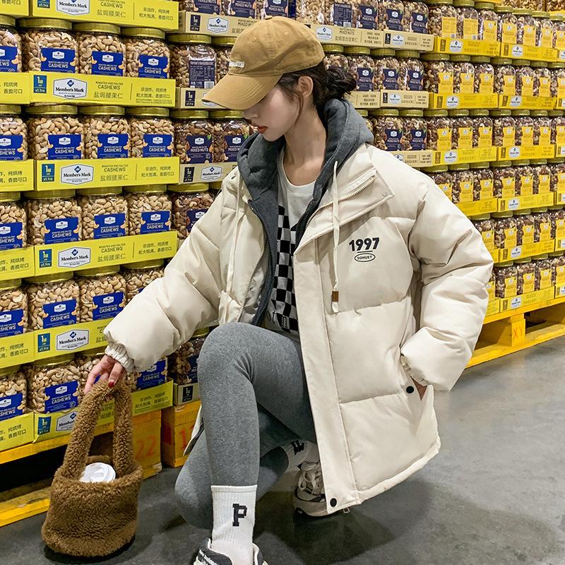 Новая женская осенне-зимняя короткая стеганая куртка с капюшоном свободного кроя в стиле «два в одном» из хлопка, теплое пальто