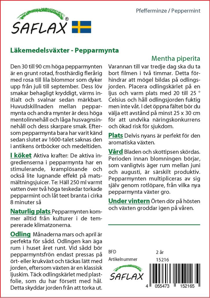 SAFLAX Garden in the Bag - Мята перечная - 300 семян - С субстратом в удобном стоячем пакете - Mentha piperita