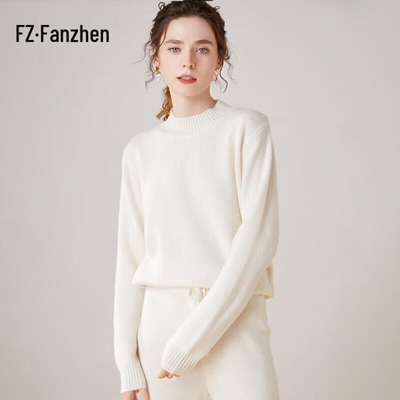 Женский утепленный свитерок Fanzhen с полувысоким воротником из смесовой кашемировой пряжи