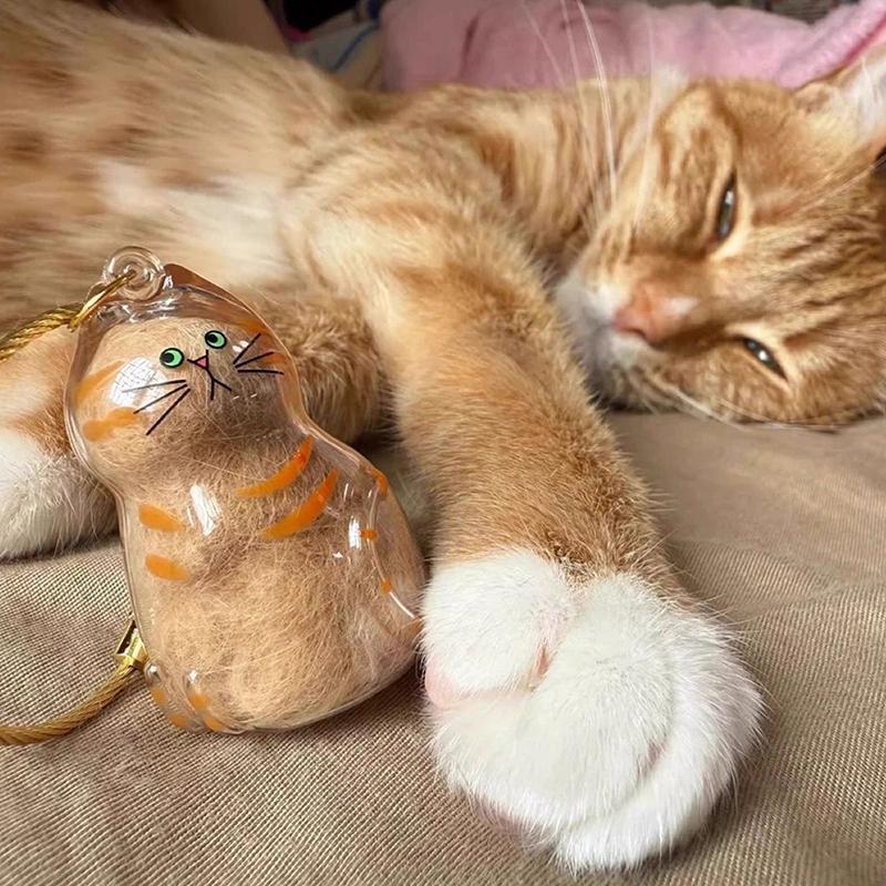 Cat Keychain Pendant Backpack Ginger Cat Siamese Calico Cathair Storage Box Hanging Cat Bag Hanging Pet Hair Grooming Souvenirs