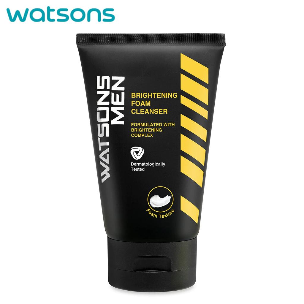 Watsons Men Brightening Foam Cleanser, Formulated with Brightening Complex, Dermatologically Tested, Foam Texture, 100 G.