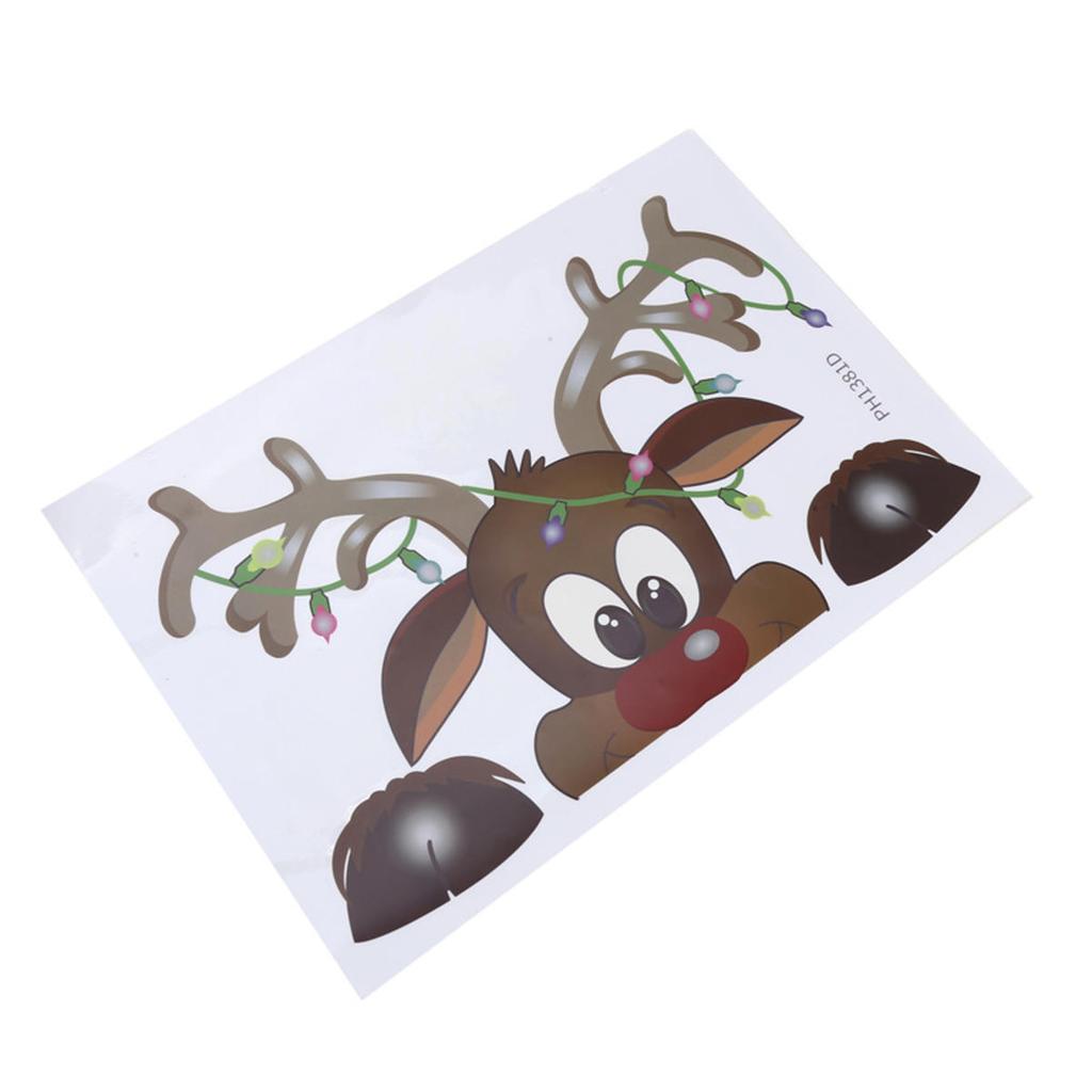 Милые мультяшные наклейки на окна с Санта-Клаусом, лосем и снежинками, статические наклейки, украшения для рождественской вечеринки