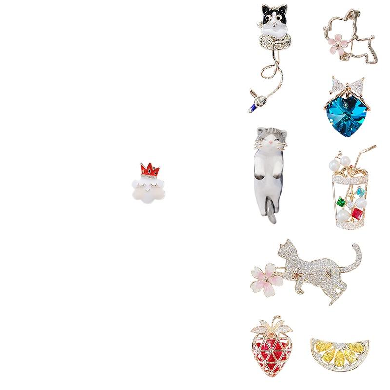 Женская маленькая брошь-булавка цветок антибликовый стразы мода животное бант броши фиксированный свитер одежда аксессуары