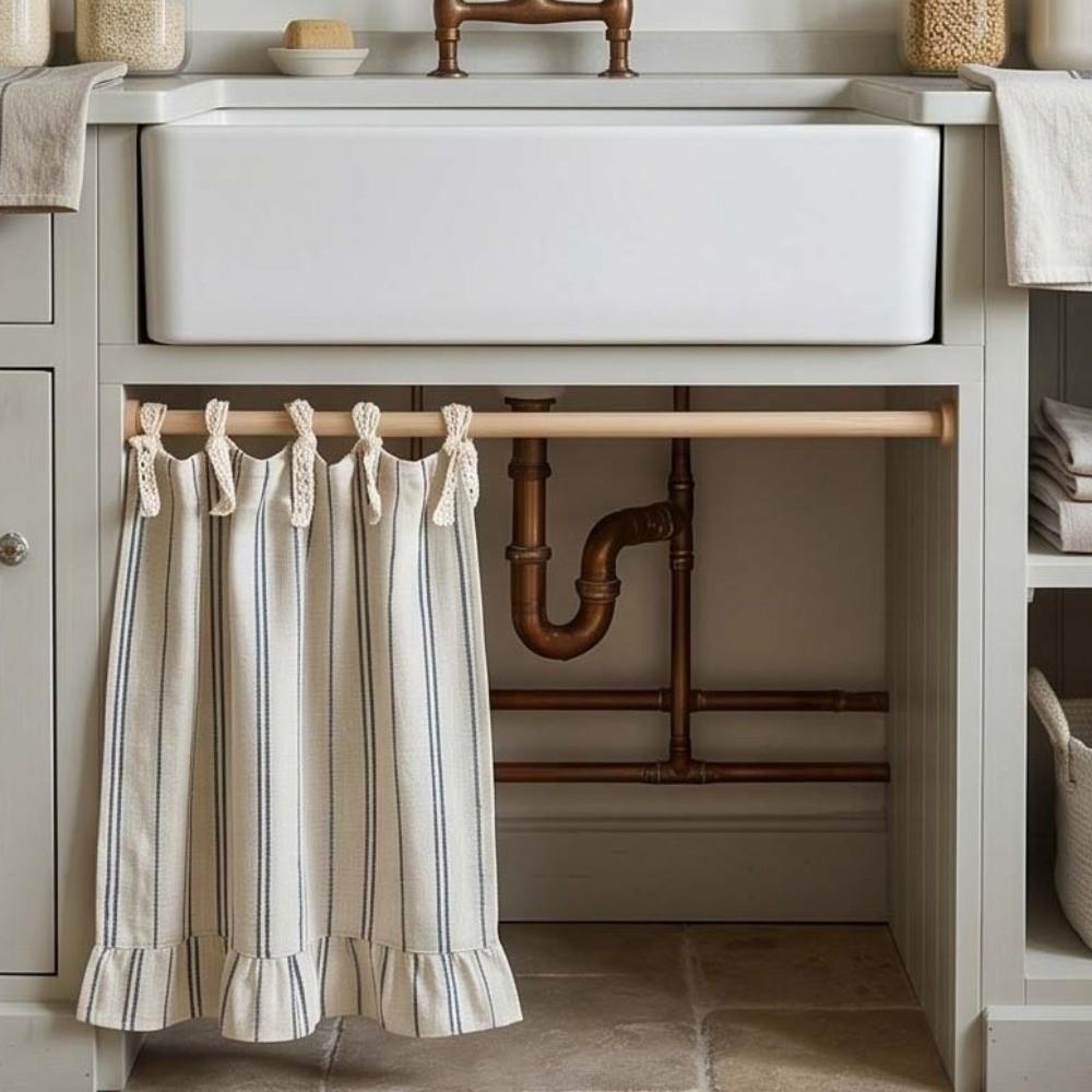 Pastoral Style Kitchen Stove Cover Skirt Handmade Stove Decor Valance Cabinet Curtain Small Window