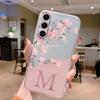 Для Samsung Galaxy A25 A14 A24 A34 A54 A15 A56 A06 A17 Чехол для телефона Обложка Буква A Z Розовые Цветы Прозрачный Мягкий Задний TPU Fundas Чехол