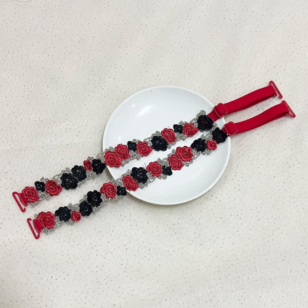 Adjustable Floral Bra Straps with Lace Trim Flower Lingerie Strap Fashion Underwear Strap  Women
