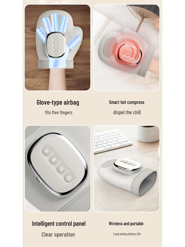 Интеллектуальный ручной массажер с горячим компрессом и давлением воздуха для терапии пальцев, суставов и запястья