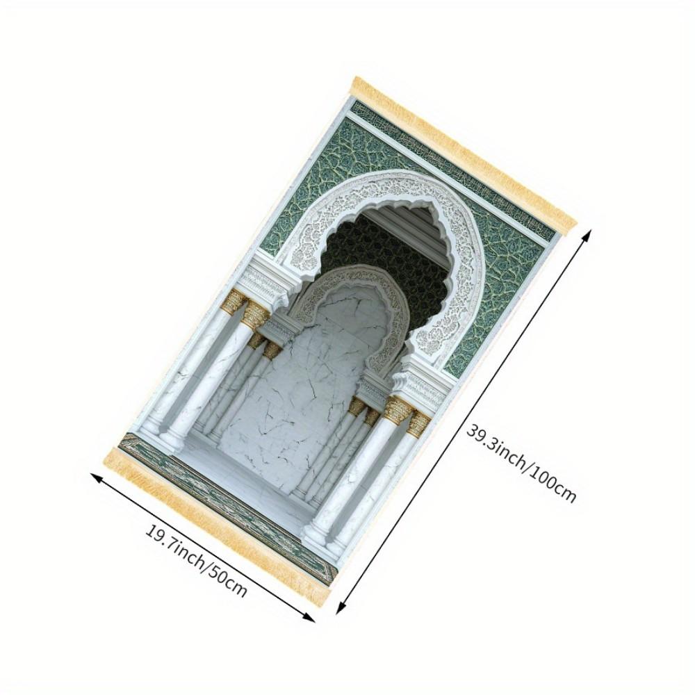 Portable Polyester Muslim Prayer Rug, Islamic Salah Mat with Tassels, Ramadan Prayer Carpet for Muslim, Soft Travel Prayer Mat