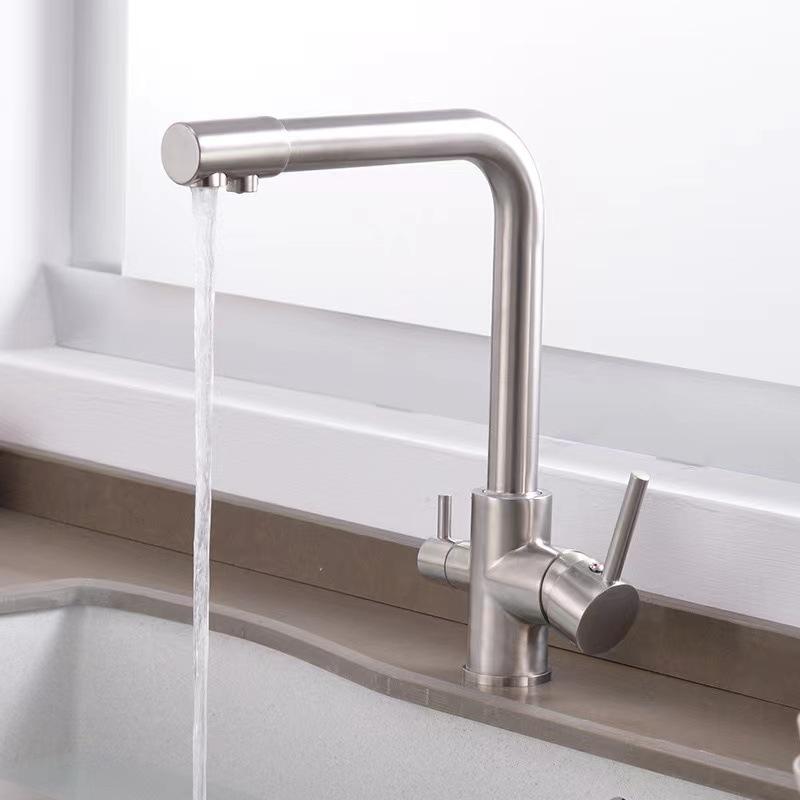 Rotatable Brass Kitchen Faucet: 3-in-1 Hot & Cold Water Purification with Splash-Proof Design