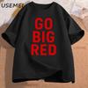 Go Big Red T Shirt Football Volleyball Basketball Tee Men Women Game Day TShirt Casual Printed Cotton Shortsleeve Tees