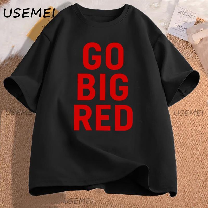 Go Big Red T Shirt Football Volleyball Basketball Tee Men Women Game Day TShirt Casual Printed Cotton Shortsleeve Tees