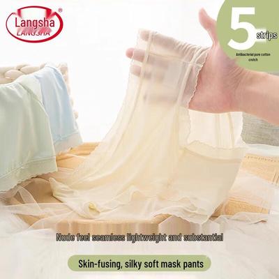 Женские бесшовные охлаждающие трусы из ледяного шелка с кружевом, со средней посадкой