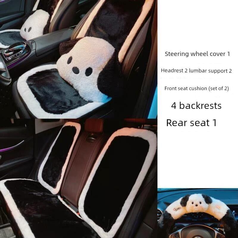 Winter Cute Pacha Dog Car Steering Wheel Cover Warm Plush Men and Women Cartoon Internet Celebrity Non-Slip Car Handle Cover Goddess