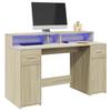 VidaXL Desk with LED Lights Sonoma Oak Engineered Wood, Work Desk, Study Desk, Home Office Desk, Desk 3309422