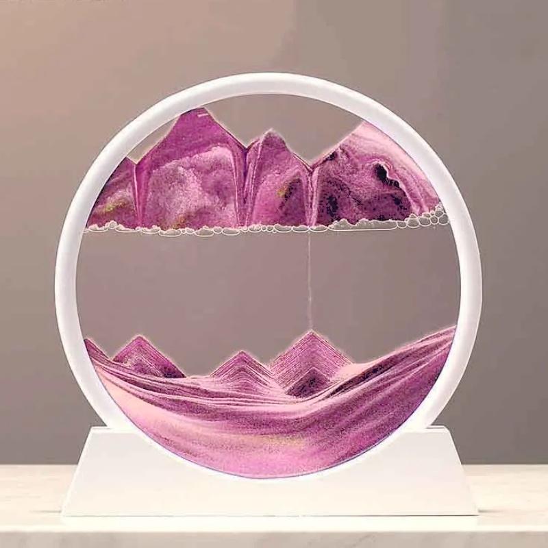 12-дюймовые 3D песочные часы с зыбучим песком, глубоководный песчаный пейзаж, художественная картина, круглая стеклянная поделка, текучая песчаная картина, гостиная, домашний декор