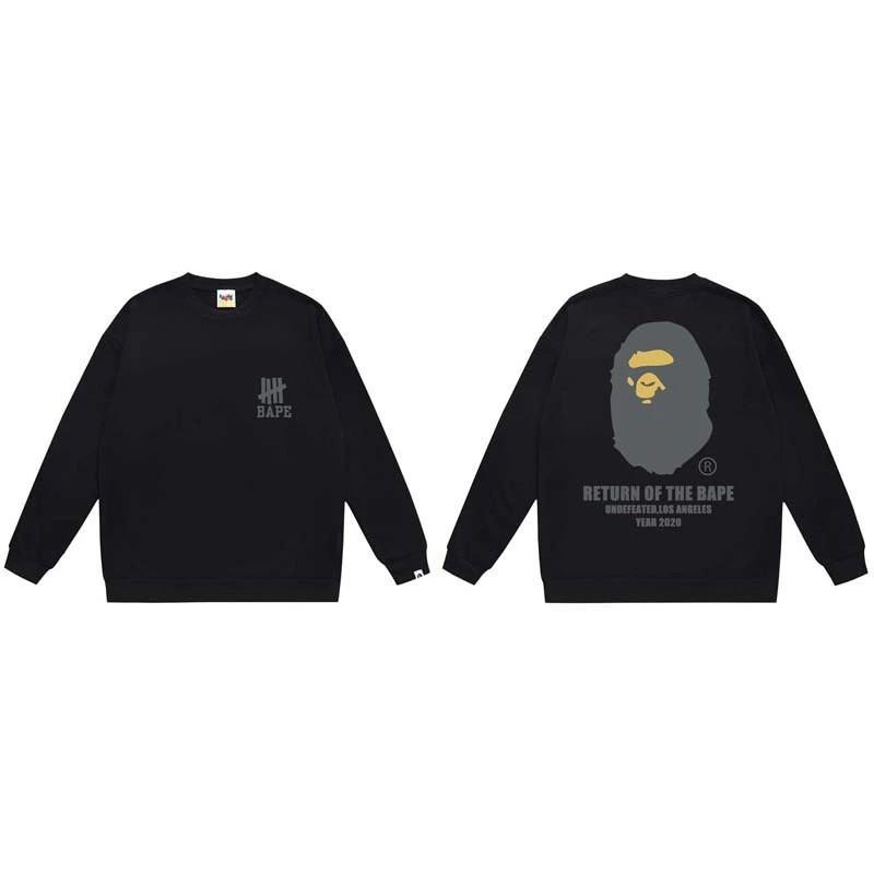 BAPE-Style Heavyweight Cotton Crewneck Sweatshirt Mens Oversized Streetwear Pullover Fall