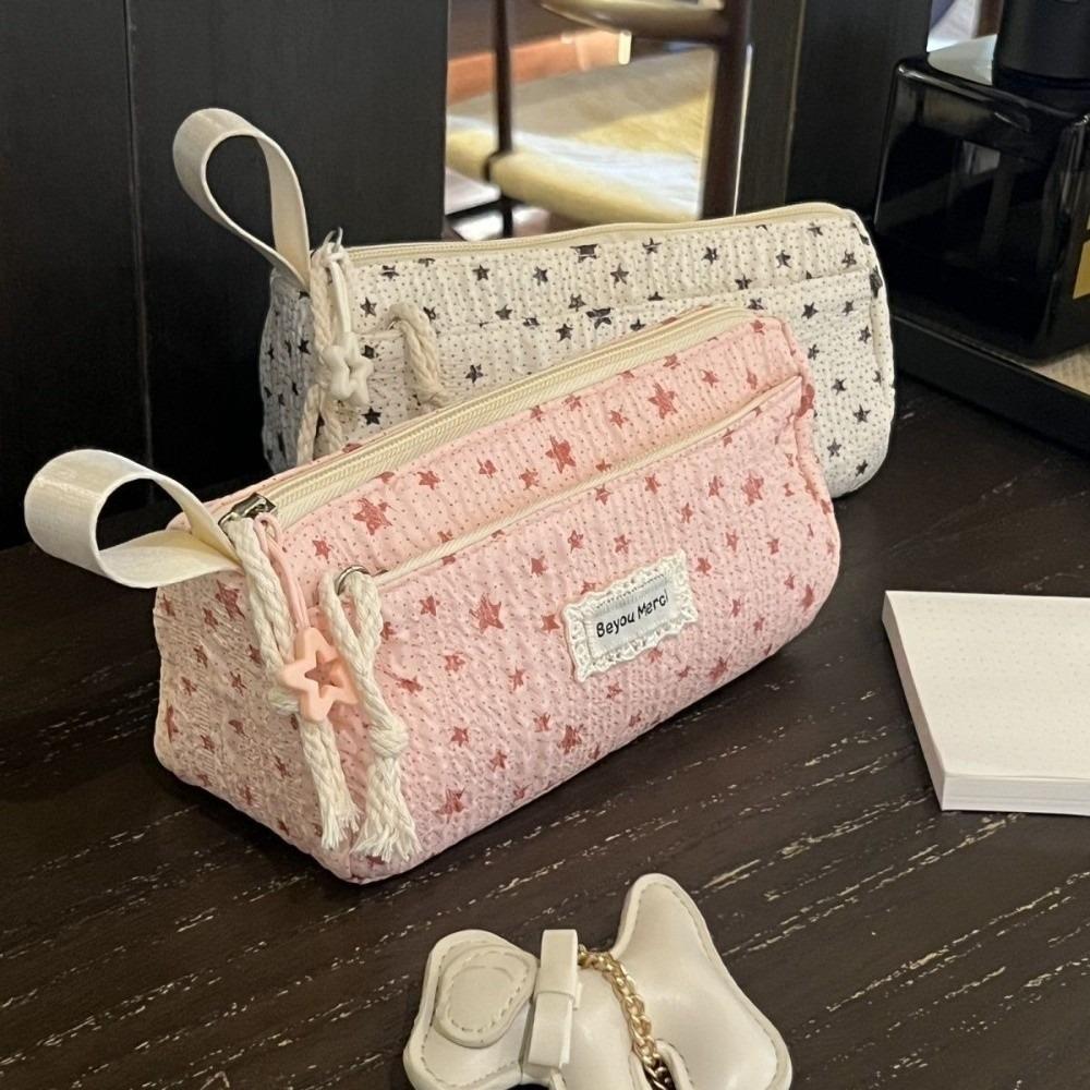 Handheld Pencil Case Star Print Pen Bag Durable Pencil Pouch Students