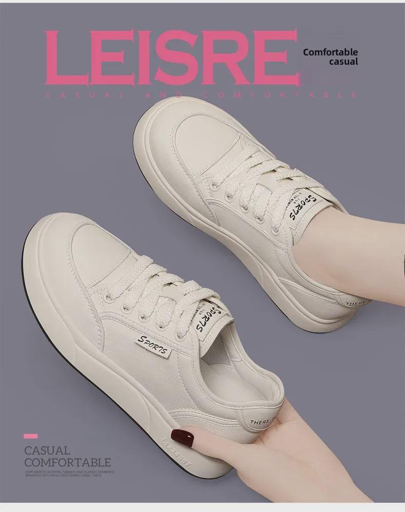 Женские кроссовки на платформе из натуральной кожи — весна/осень 2024 г., визуально увеличивающие рост, модная спортивная/повседневная обувь.