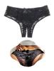 OhyeahLady Plus Size Sexy Crotchless Panties with Ruffles and 2XL Women's See-Through Ribbons, Black,