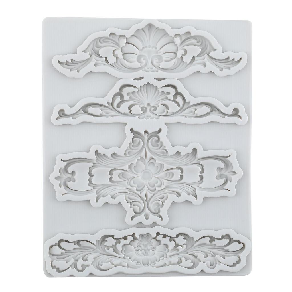 Силиконовые формы с барочным бордюром, рельефные формы для цветов, форма для мастики, инструменты для украшения торта, топпер для кексов, форма для конфет, шоколада, гампасты