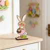 2 шт. Деревянная декоративная табличка с кроликом, Пасхальный стоящий кролик, Деревенское настольное украшение, Подходит для дома, Подарки на весенний день рождения, Настенные украшения.