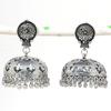 Натуральный индийский вид Джумки Драгоценный камень Серебро Племенные Бали Серьги 1,85" F6m03