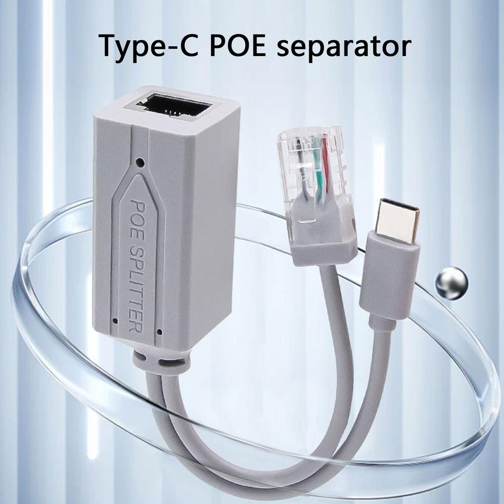 Разветвитель PoE Type C с портом RJ45, портом Type C, 48 В на 5 В 2,4 А, питание 10/100 Мбит/с для устройств без PoE, соответствует IEEE802.3af