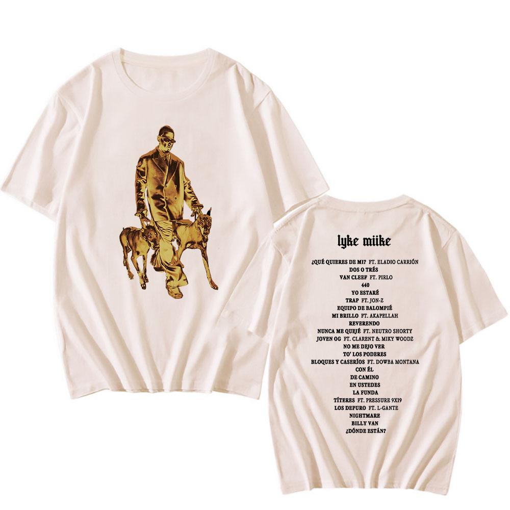 Мужские футболки Myke Towers LYKE MIIKE Альбом 2025 Футболка с коротким рукавом Хлопок Круглый вырез Футболки Хип-хоп Унисекс Уличная мужская одежда