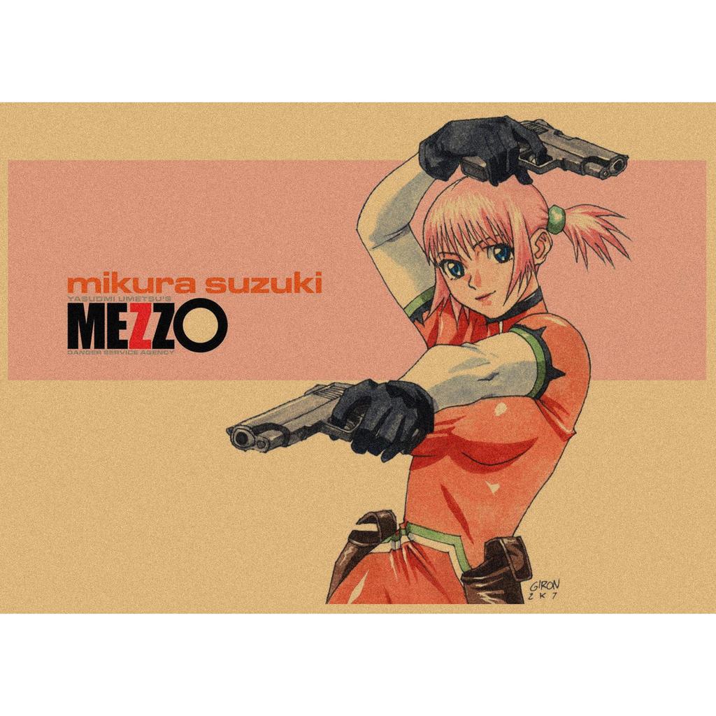 Retro Japanese Anime Poster - Yasuomi Umetsu's Killer Girl on Kraft Paper Wall Art Mural 262