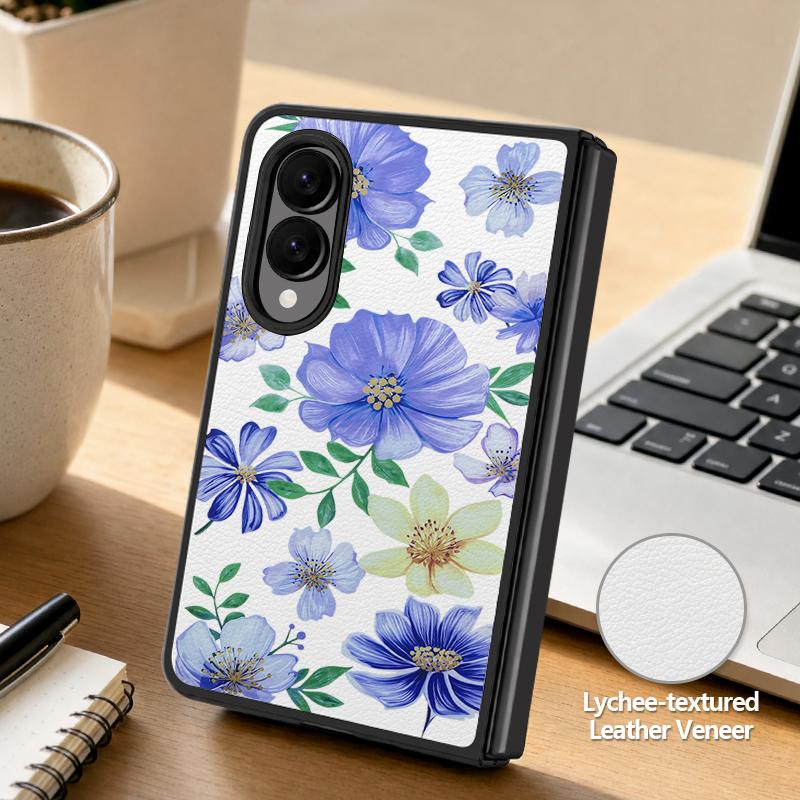Ретро Листья Цветы Чехол Для Samsung Z Fold 8 Ultra 7 6 5 Роскошная Кожаная Наклейка Жесткий Складной Чехол Для Телефона Для Galaxy Z Fold8 Fold7 Fold6