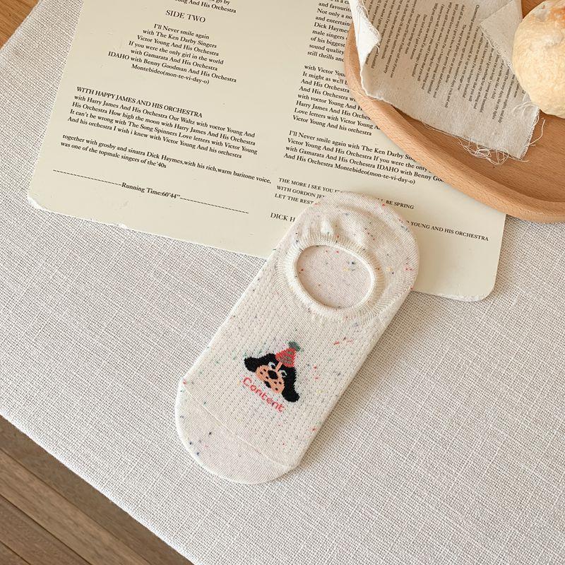 Женские летние тонкие хлопковые милые мультяшные невидимые силиконовые нескользящие носки с не спадающей пяткой