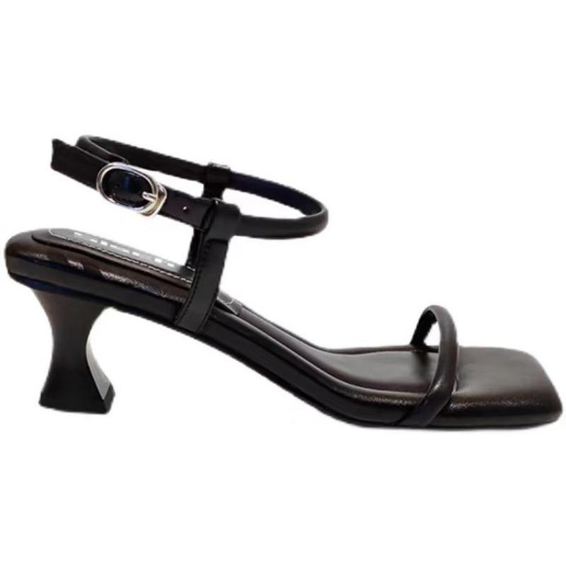 Женские босоножки на высоком каблуке, летняя повседневная женская обувь, женские босоножки на квадратном каблуке с открытым носком и ремешком на щиколотке, женские босоножки на танкетке, новинка 2024 г.