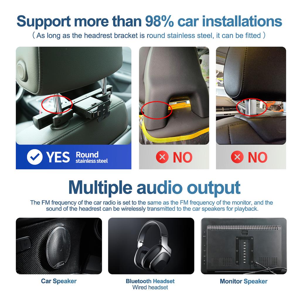 Автомобильный подголовник с телевизором, сенсорный экран 13,3 дюйма, Android 10.0, 4K, 1080P, WIFI, Bluetooth, USB, HDMI, Airplay, планшет, видеоплеер для фильмов