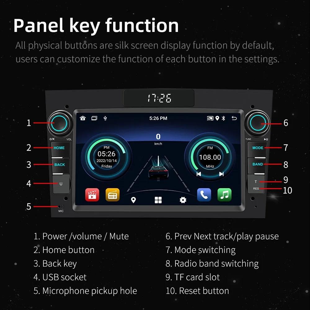 Android-радио для Opel Antara Astra H Corsa CD Meriva Signum Combo Zafira Vivaro Multimedia Carplay GPS-навигация Светодиодные часы HU