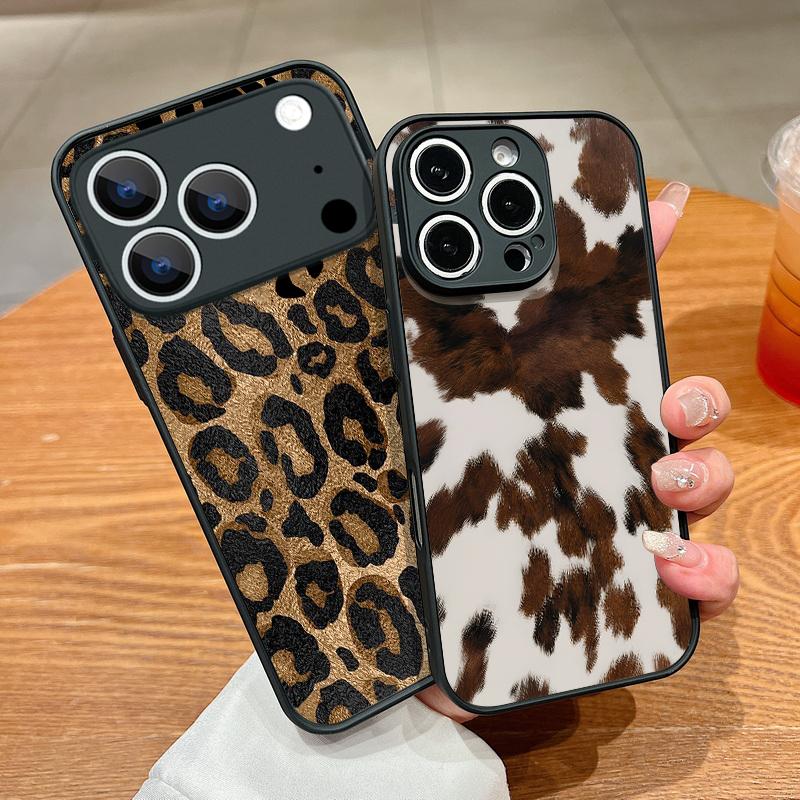 Магнитный чехол для телефона с леопардовым принтом "Корова" для iPhone 17 16 Pro 15 14 13 Pro Max 17e Для Magsafe Беспроводная зарядка ТПУ ПК Чехол