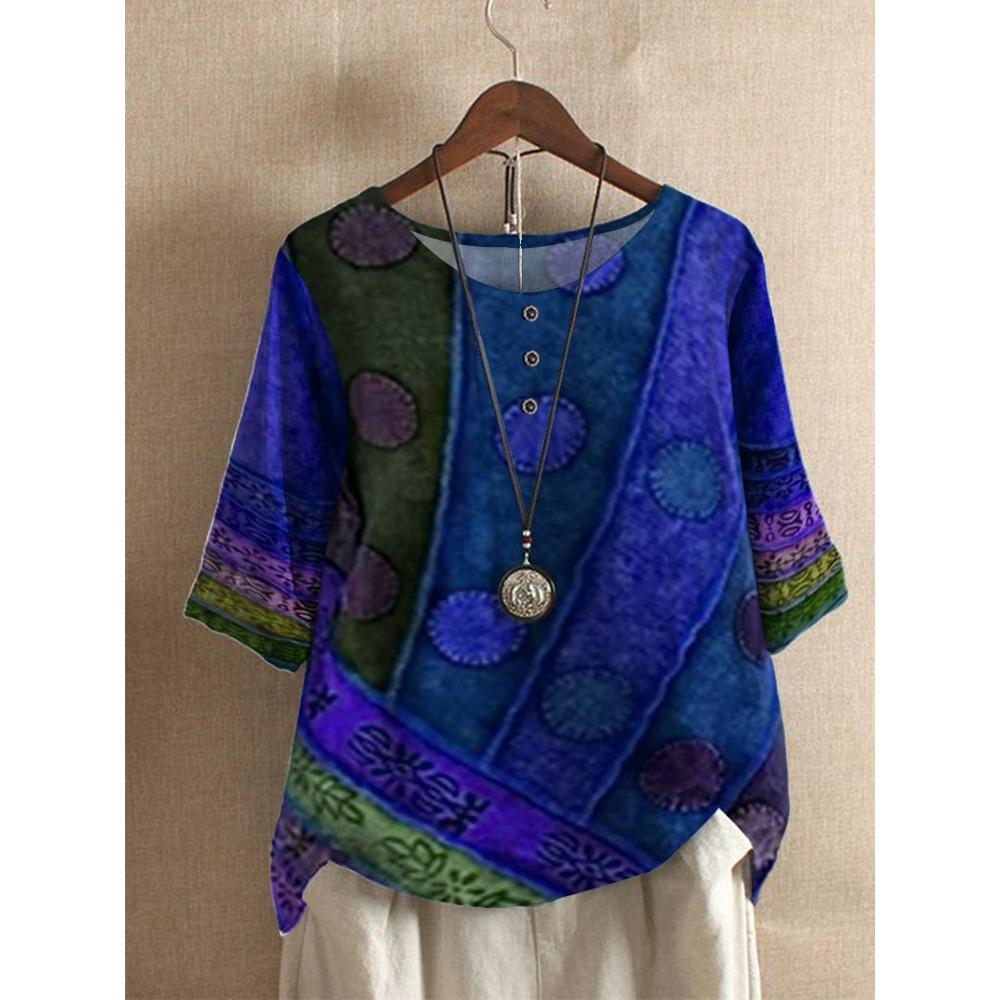 GMXIA Women's Loose Fashion Loose Digital Print Casual Top