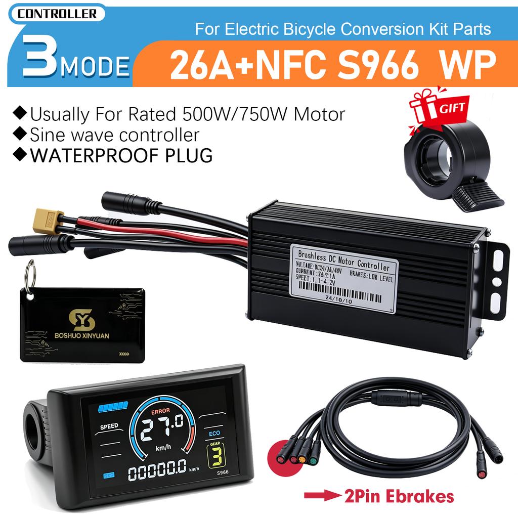 Electric Bike 17A 26A 30A BLDC Three-Mode Waterproof SineWave Controller 24V36V48V 250W750W1000W For Ebike Conversion Kit Parts