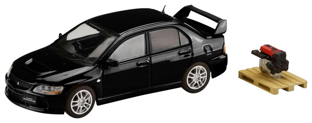 HJ64 Mitsubishi Lancer Evolution 9 GSR with Engine Display Black Finished Product 1/64 Model, Mica,
