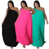 2022 Plus Size Sleeveless One-Shoulder Backless Halter Dress