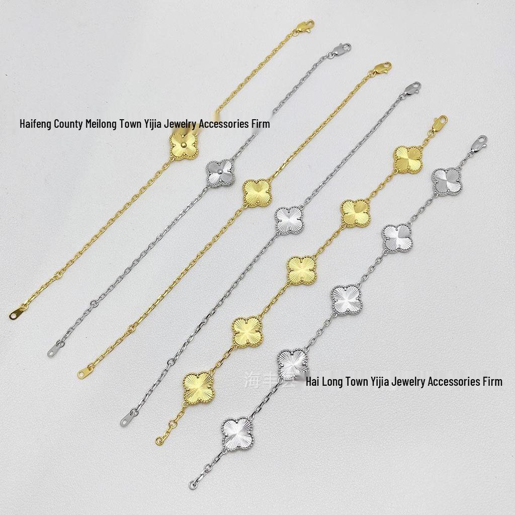 Yijia Gold-Plated Four Leaf Clover Bracelet - High Color Retention, Versatile & Stylish