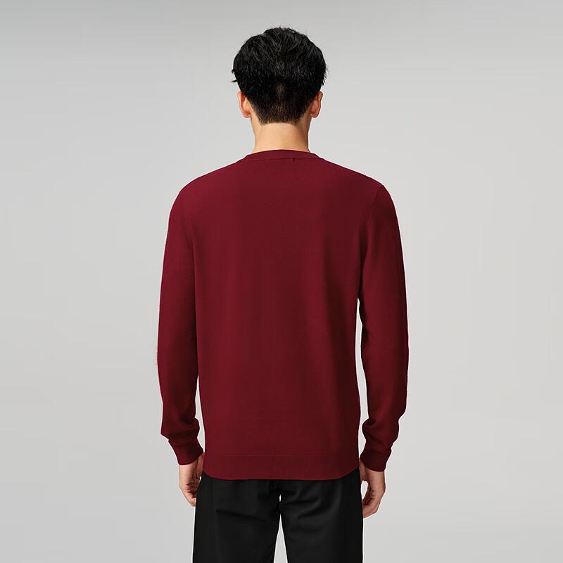 HLA Men's Slim Fit Round Neck Long-Sleeve Knitted Sweater