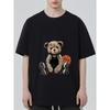 Crewneck T Shirt Black Bear Basketball and Sneakers Print Casual Streetwear for Men and Women