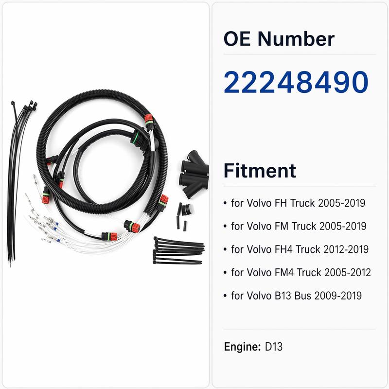 22248490 Injector Wiring Harness for Volvo D13 2008-2016 Truck Engine Electrical Cable Assembly Replacement Part Kit Set