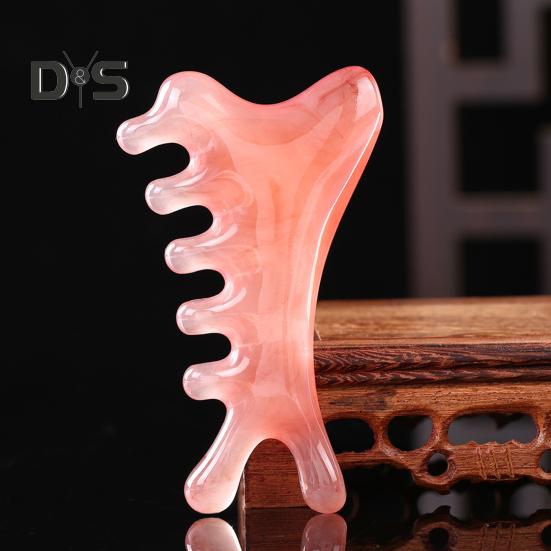 Массажер для кожи головы 4-в-1, расческа с широкими зубьями, смоляной инструмент Гуаша для терапии головы и лица, акупрессура и стимуляция меридианов