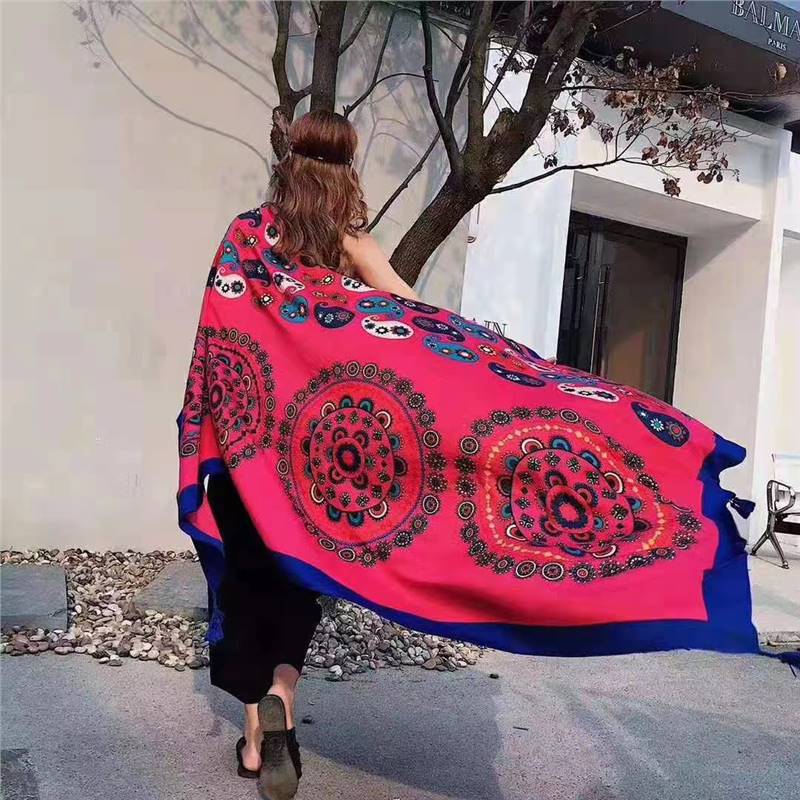 Thickened Women'S Travel Photography Shawl, Women'S Ethnic Style Scarf, Dual-Use Air-Conditioned Room Cloak
