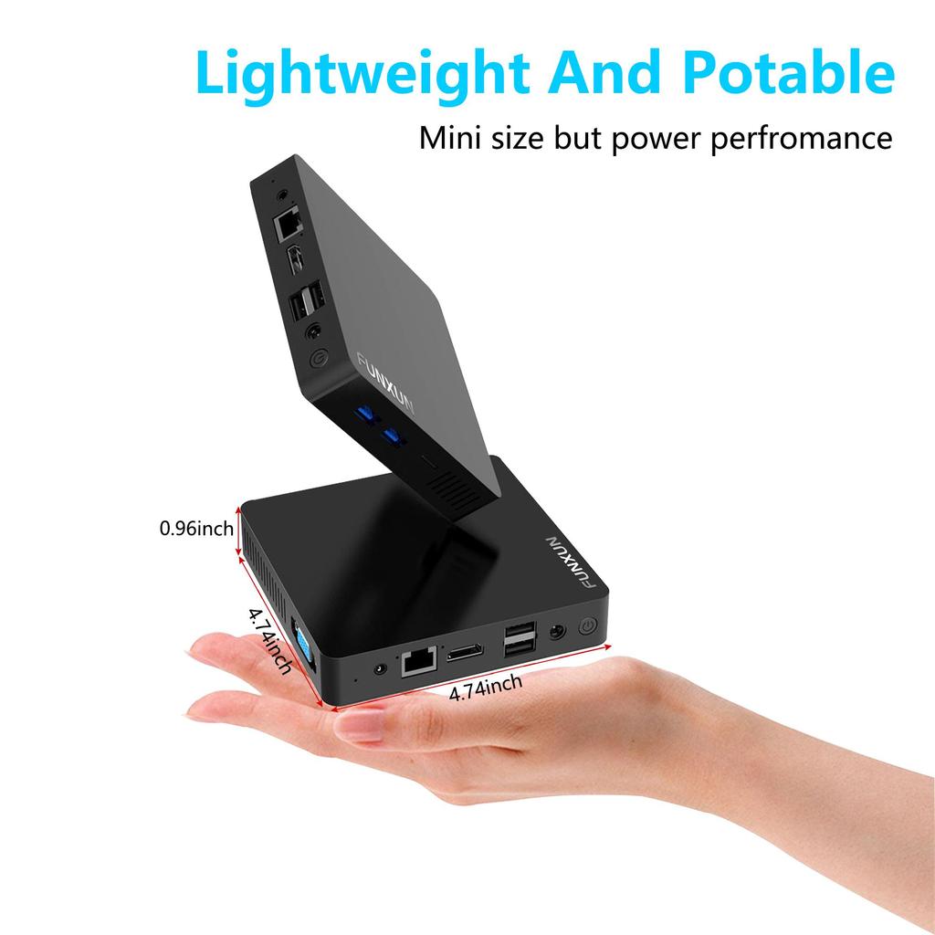 Мини-ПК Windows 10 Pro Мини-компьютер 6 ГБ ОЗУ Настольный компьютер Intel N3350 Dual WiFi Двухэкранный дисплей Поддержка 4K USB 3.0 Gigabit Ethernet HDMI VGA