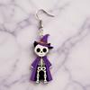 Acrylic Dangle Earrings 1 Pair Halloween Skeleton Cat Drop for Women, Witch Hat Skull Hoop Earring, Theme Jewelry Gift Sweet Cool