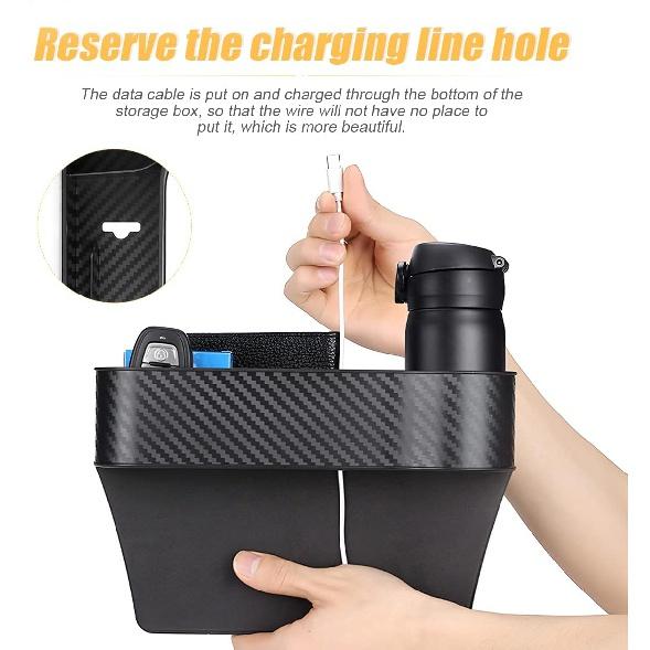 2 упаковки органайзера для заполнения зазоров в сиденьях автомобиля, многофункциональный ящик для хранения зазоров в сиденьях с подстаканником, дополнительные боковые сумки на консоли с автомобильным зарядным устройством USB, автомобиль