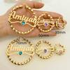 Personalized Letters Earrings Twisted Hoops Custom Name Round Earring Gift Jewelry for women