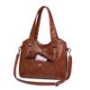 Women'S Elegant Solid Color PU Leather Shoulder Bag With Zipper Closure Polyester Lined Tote Versatile Handbag For Work